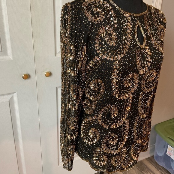 Stenay beaded top. size L. silk - Picture 3 of 9